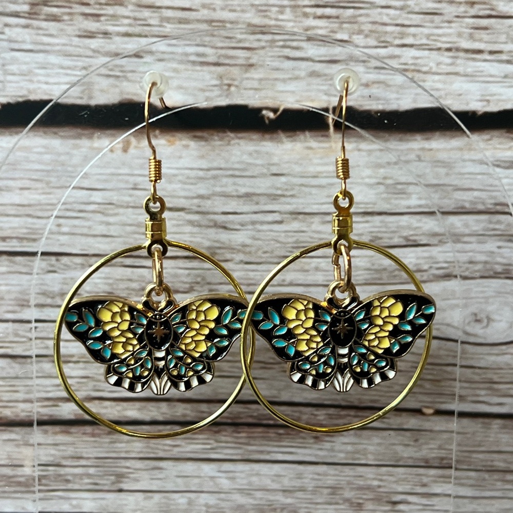 Moth Circle Earrings